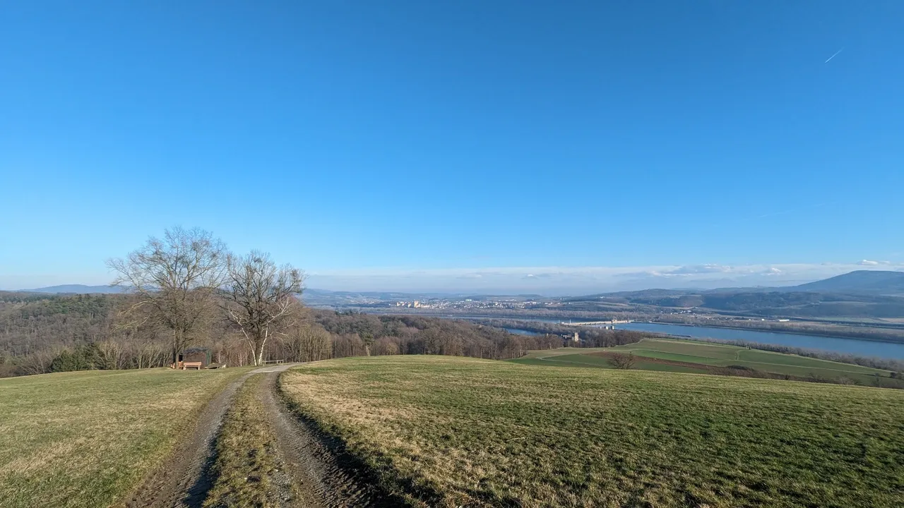 Hill close to Leiben with a beautiful view down to the Danube, Melk and the river power plant Melk.